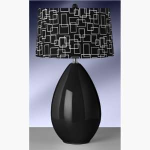 Modern 30 Black Ceramic Egg Table Lamp with Black Hardback Drum shade 