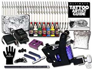 Professional Tattoo Kit w Machine Needles Ink Flash USA  