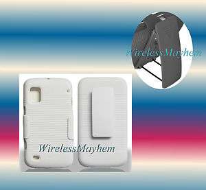   Holster Stand White/Wh Sprint ZTE Warp N860 Grip Phone Cover Hard Case