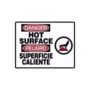  HOT SURFACE (W/GRAPHIC) (BILINGUAL) Sign   7 x 10 Dura 