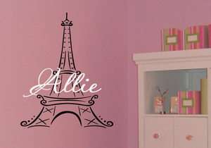 Custom Name Eiffel Tower Girls Kids Room Wall Decal Dec  