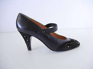 MAUD FRIZON shoe Mary Jane Style grommets suede leather 8  