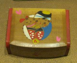 VINTAGE Made In Japan Wooden Trinket Box Hand Painted  