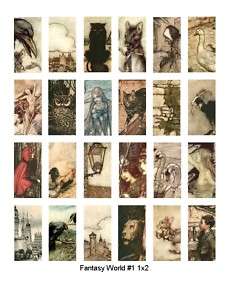 Fantasy World #1 Altered Art Domino 1x2 Collage Sheet  