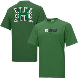Nike Hawaii Warriors Green Rush the Field T shirt  Sports 