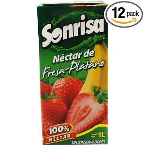 Sonrisa Nectar, Strawberry Banana, 33.81 Ounce (Pack of 12)  