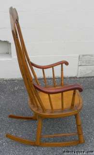 Early Country Pine Stenciled Windsor Armed Rocker Chair  
