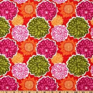  44 Wide Moda Terrain Dahlia Bloom Orange Fabric By The 