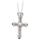 checkerboard cut ruby cross pendant with 18 inch silver necklace