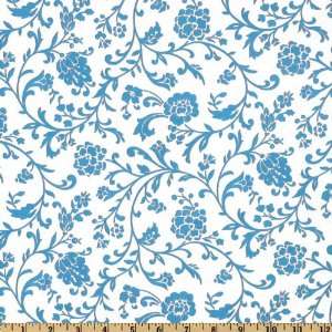  44 Wide Moda Fresh Flowers Vine White/Blue Fabric By The 