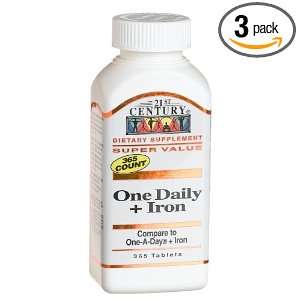  21st Century One Daily Plus Iron, 365 Tablets (Pack of 3 