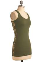 Bring Lacy Back Tank in Olive  Mod Retro Vintage Short Sleeve Shirts 