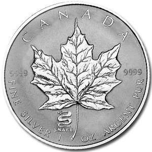  2001 1 oz Silver Canadian Maple Leaf   Lunar SNAKE Privy 