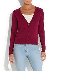 Rich Purple (Purple) Rich Purple V Neck Cardigan  246773954  New 