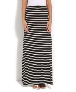 Black Pattern (Black) Exclusive Tall Black Stripe Maxi Skirt 