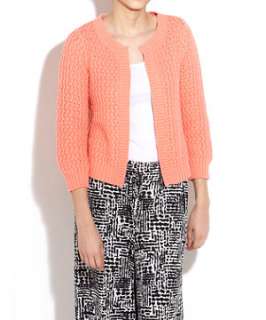 Coral (Orange) All Over Stitch Cardigan  238511283  New Look