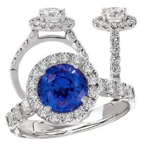  18k cultured 7.5mm round blue sapphire color #4 engagement 