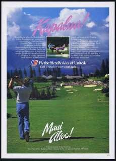1985 United Airlines Maui Hawaii Kapalua Golf Ad  