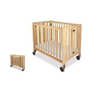 Hideaway Compact Fixed Side Folding Crib Natural by Foundations 