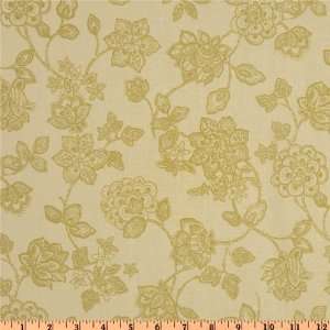  44 Wide Jacobean Floral Light Green Fabric By The Yard 