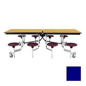  8 Mobile Cafeteria Stool Unit With Plywood Top, Blue Top 