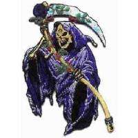 Grim Reaper Figure with Scythe DieCut Embroidered Patch  