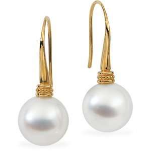  18k Yellow Gold S. Sea Cult. Pearl Earring 12mm Round Fine 