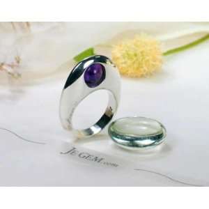     Designer Sterling Silver African Amethyst Spindle Ring Jewelry