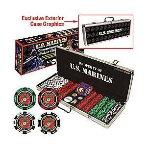  U.S. Marines CLAY Filled 500 Poker Chip Set w/Custom Case 