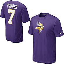 Nike Minnesota Vikings Christian Ponder Name & Number T Shirt 