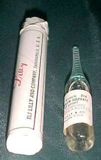 c1920 Antique Medicine 2cc Ampoule Eli Lilly Pharmacy Co. Glass Ampule 