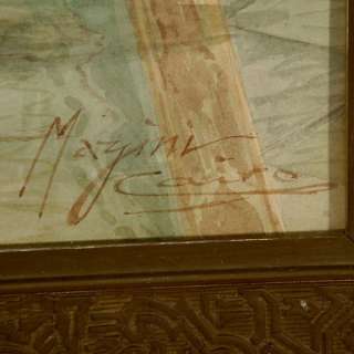 Ciro Mazini Cairo Mosque Orientalist Framed Painting  