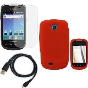  iNcido Brand Samsung Dart T499 Combo Solid Red Silicone 