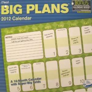  Big Plans 2012 Wall Calendars 12 X 12