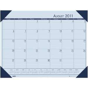  Desk Pad Calendar, 13 x 18 1/2 Inch, Blue 12 Months August 2011 