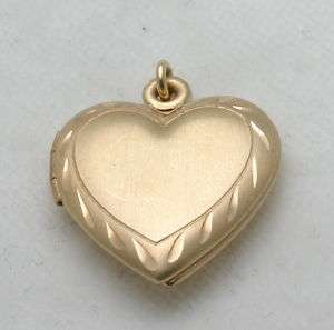 Estate 14k yellow gold HEART locket pendant engraved  