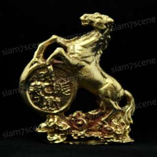 Vintage brass horse statue lucky charm FENG SHUI figure  