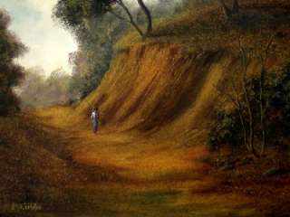 Superb D. GIBBS Signed Oil on Canvas Landscape Painting Large Ebonized 