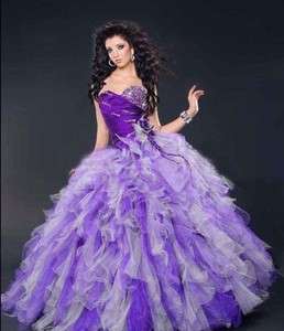 Purple Ball Gown Organza Sweetheart Wedding Dress/Quinceanera Dress 