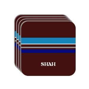 Personal Name Gift   SHAH Set of 4 Mini Mousepad Coasters (blue 