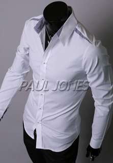2012 Stylish Mens Casual Patch Slim fit Long Sleeve Formal Shirt 