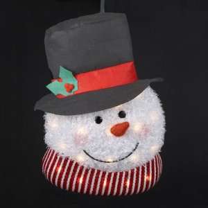 20 Lighted Chenille Snowman Head Hanging Christmas Decoration   Clear 