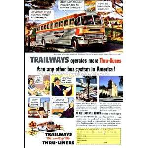  1951 Vintage Ad Trailways operates more thru buses than 