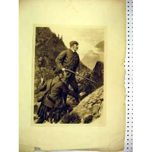   Antique Fine Art C1830 Men Scottish Mountains Rifles