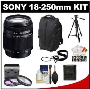 Sony Alpha DT 18 250mm f/3.5 6.3 Zoom Lens with Sony Backpack Case + 3 