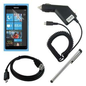   Car Charger + Sync USB Cable + Stylus Pen for Nokia Lumia 800 Phone
