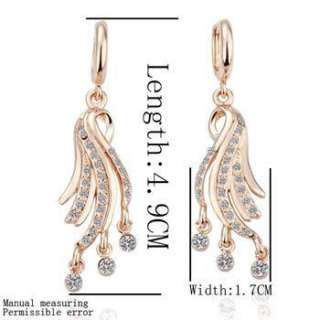 18K rose Gold plated white gem Swarovski sets earrings necklace ST11 