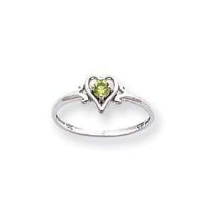  August Birthstone Heart Ring in 14k White Gold Jewelry