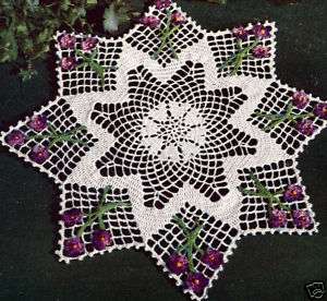 Vintage Crochet PATTERN Violet Flower Doily Motif  