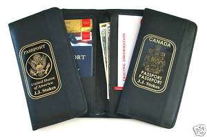 Passport Cover Personalized US Canada Black Holder  